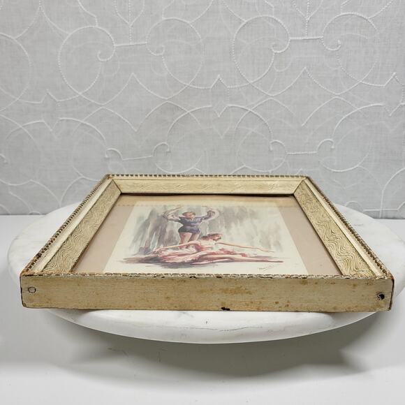 VTG Marchaude Ballet Dancer Ballerina Watercolor White Wood Framed Art Print - Picture 10 of 16